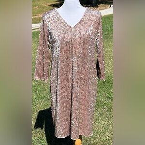 Grab this stunning Alfani Prima women's taupe sequin dress